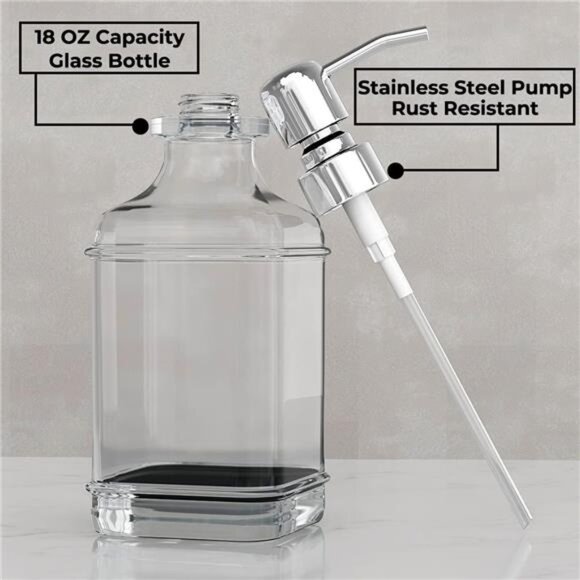 GLADPURE Soap Dispenser - 2 Pack, 18 Oz Antique Design Thick Glass Hand Soap - Picture 2 of 8